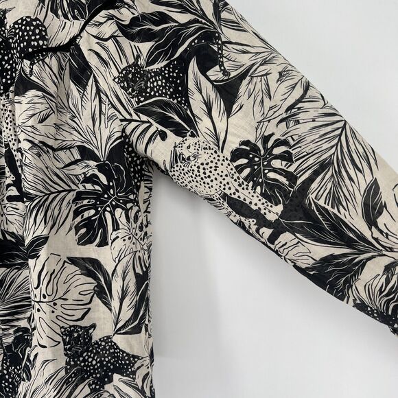 Johnny Was Workshop Top Womens S Jungle Cat Floral Peasant Boho Neutral Peasant - Picture 3 of 7